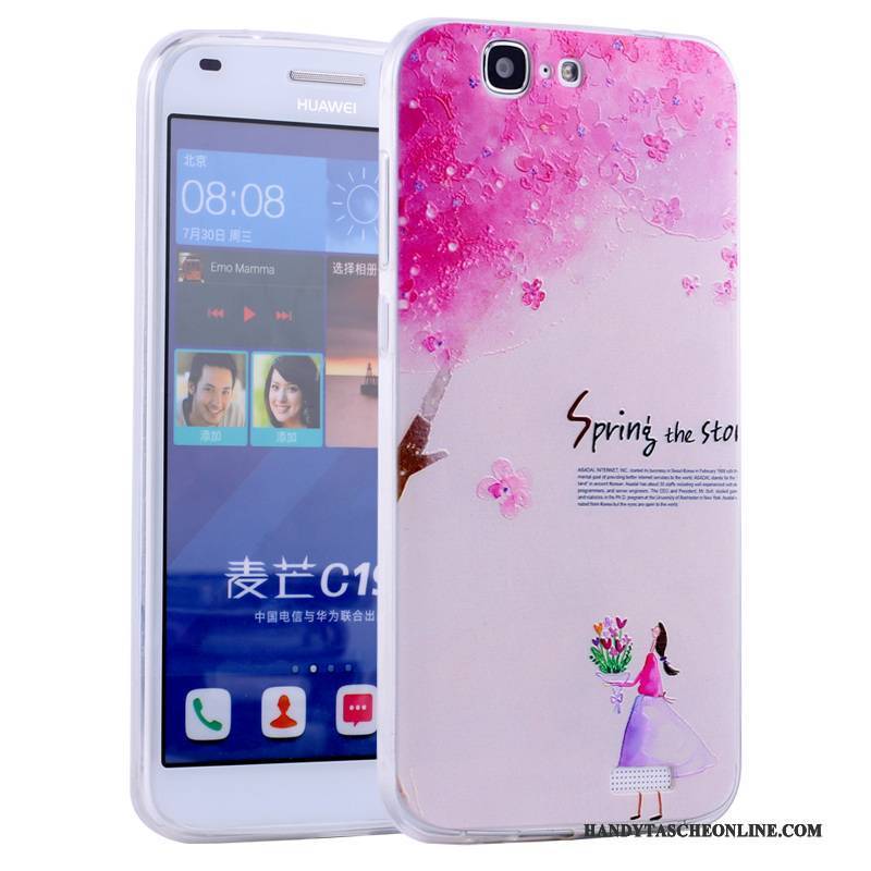 Hülle Huawei Ascend G7 Weiche Anti-sturz Rosa, Case Huawei Ascend G7 Karikatur Handyhüllen