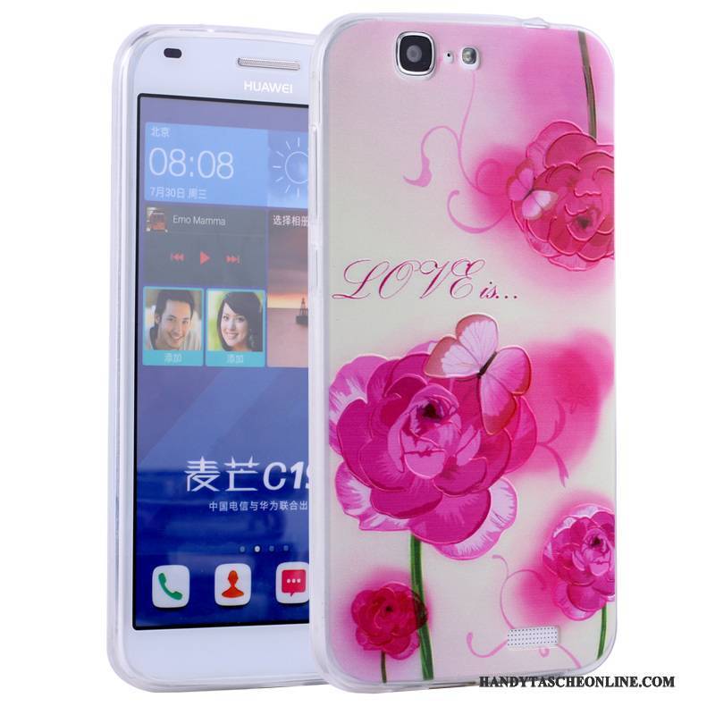 Hülle Huawei Ascend G7 Weiche Anti-sturz Rosa, Case Huawei Ascend G7 Karikatur Handyhüllen