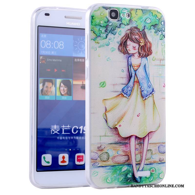 Hülle Huawei Ascend G7 Weiche Anti-sturz Rosa, Case Huawei Ascend G7 Karikatur Handyhüllen