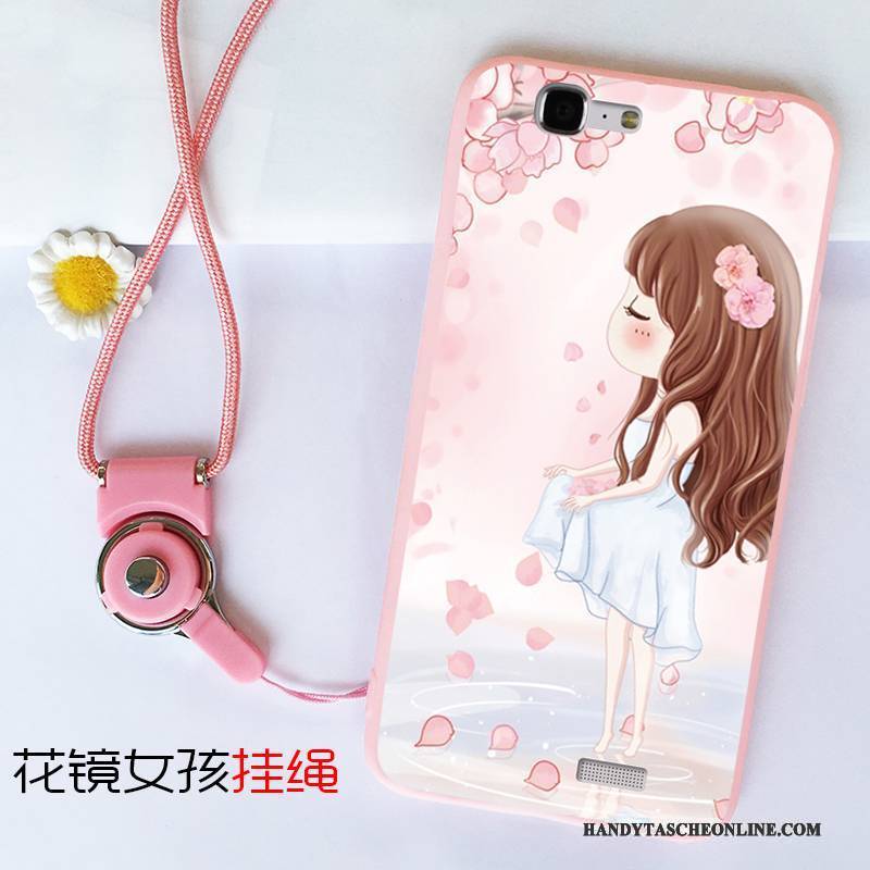 Hülle Huawei Ascend G7 Weiche Anti-sturz Rosa, Case Huawei Ascend G7 Schutz Handyhüllen Ring