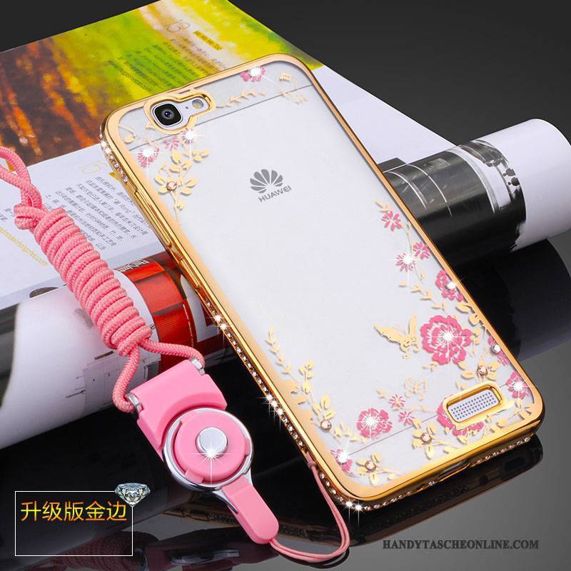 Hülle Huawei Ascend G7 Weiche Anti-sturz Rosa, Case Huawei Ascend G7 Silikon Handyhüllen Hängende Verzierungen