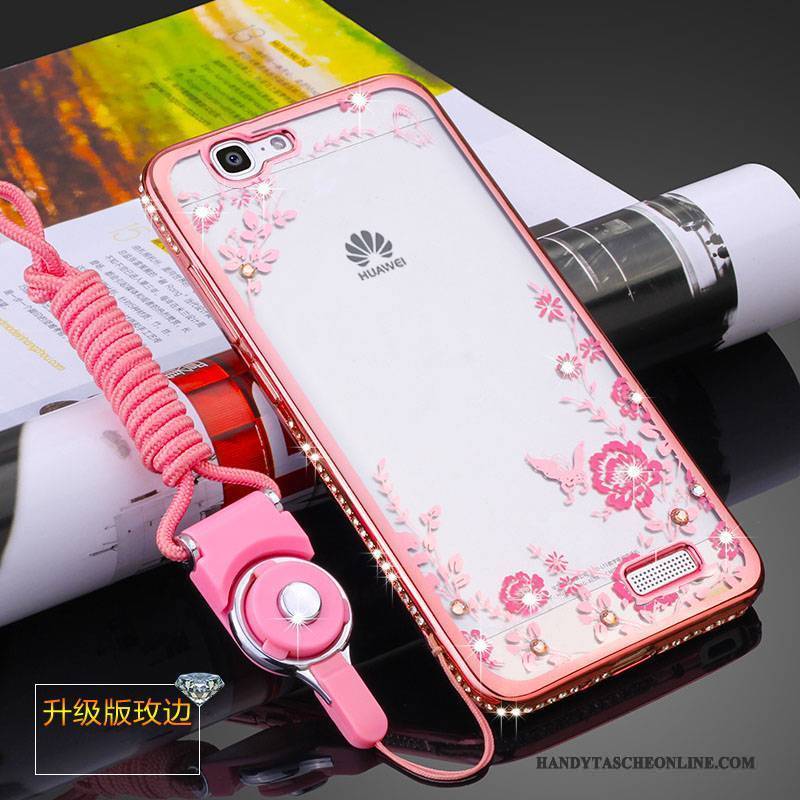 Hülle Huawei Ascend G7 Weiche Anti-sturz Rosa, Case Huawei Ascend G7 Silikon Handyhüllen Hängende Verzierungen