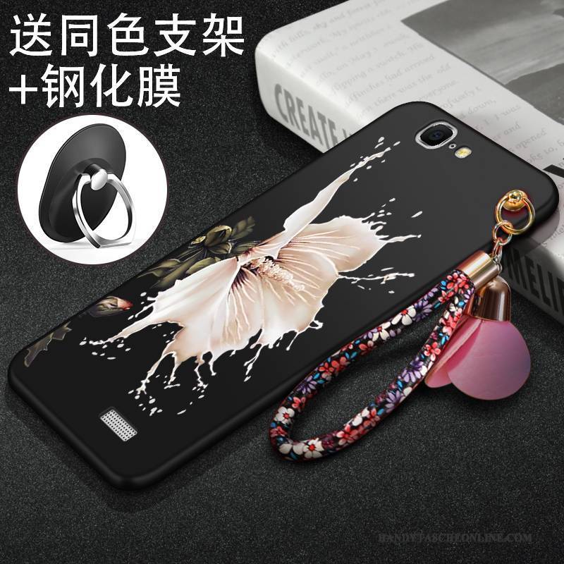 Hülle Huawei Ascend G7 Weiche Handyhüllen Nubuck, Case Huawei Ascend G7 Schutz Schwarz