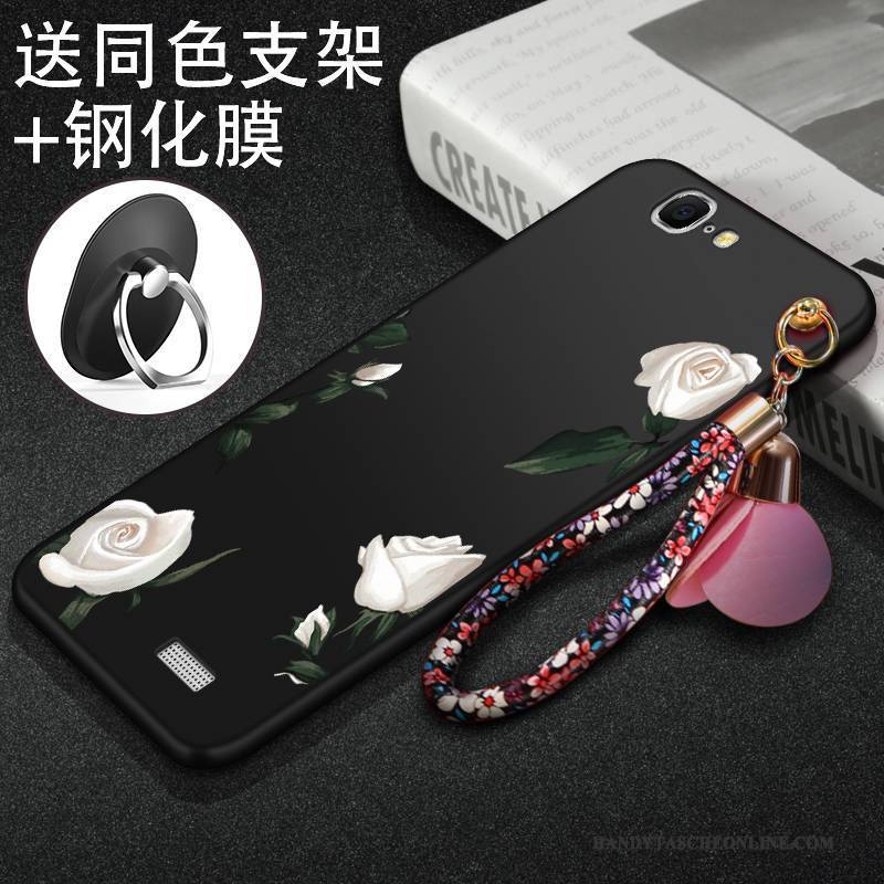 Hülle Huawei Ascend G7 Weiche Handyhüllen Nubuck, Case Huawei Ascend G7 Schutz Schwarz