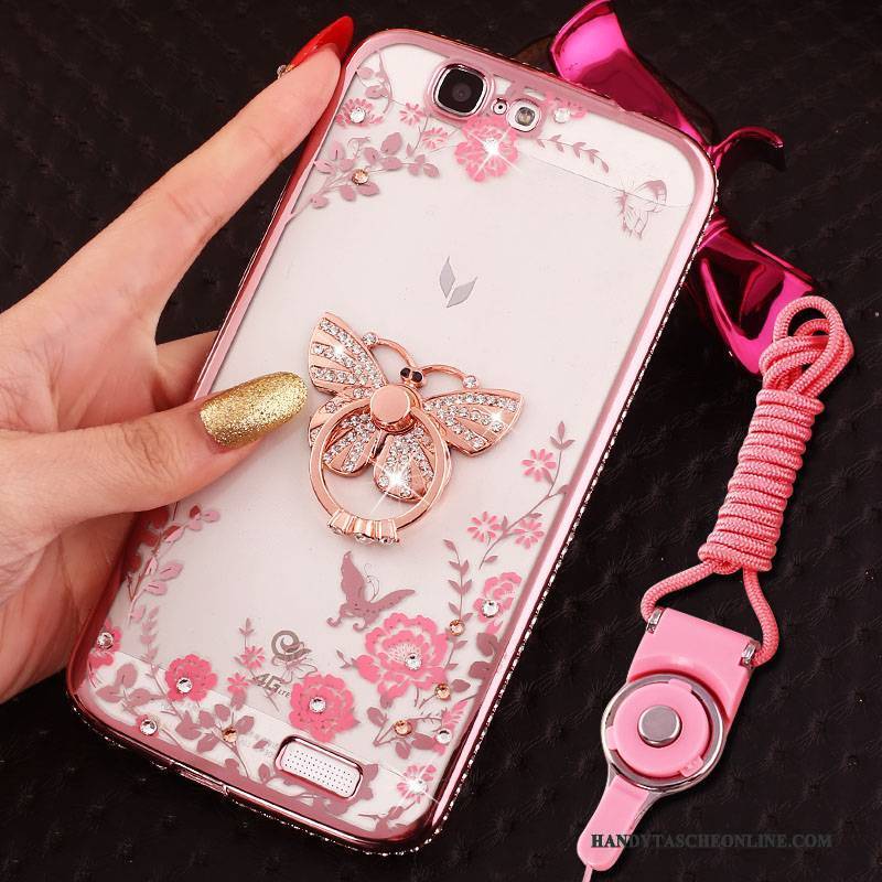 Hülle Huawei Ascend G7 Weiche Handyhüllen Rosa, Case Huawei Ascend G7 Schutz Trend Hängende Verzierungen