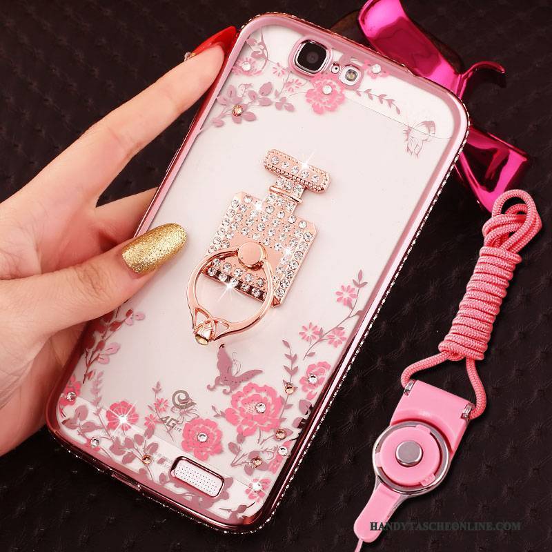 Hülle Huawei Ascend G7 Weiche Handyhüllen Rosa, Case Huawei Ascend G7 Schutz Trend Hängende Verzierungen