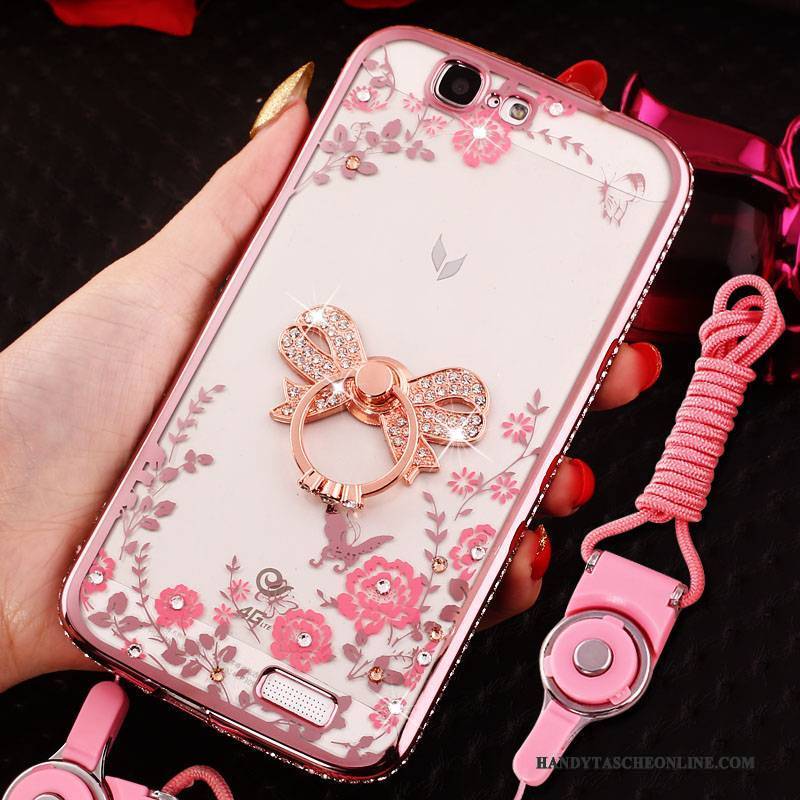 Hülle Huawei Ascend G7 Weiche Handyhüllen Rosa, Case Huawei Ascend G7 Schutz Trend Hängende Verzierungen