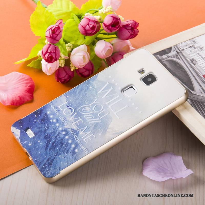 Hülle Huawei Ascend Mate 7 Gemalt Rosa Silber, Case Huawei Ascend Mate 7 Prägung Grenze Gold