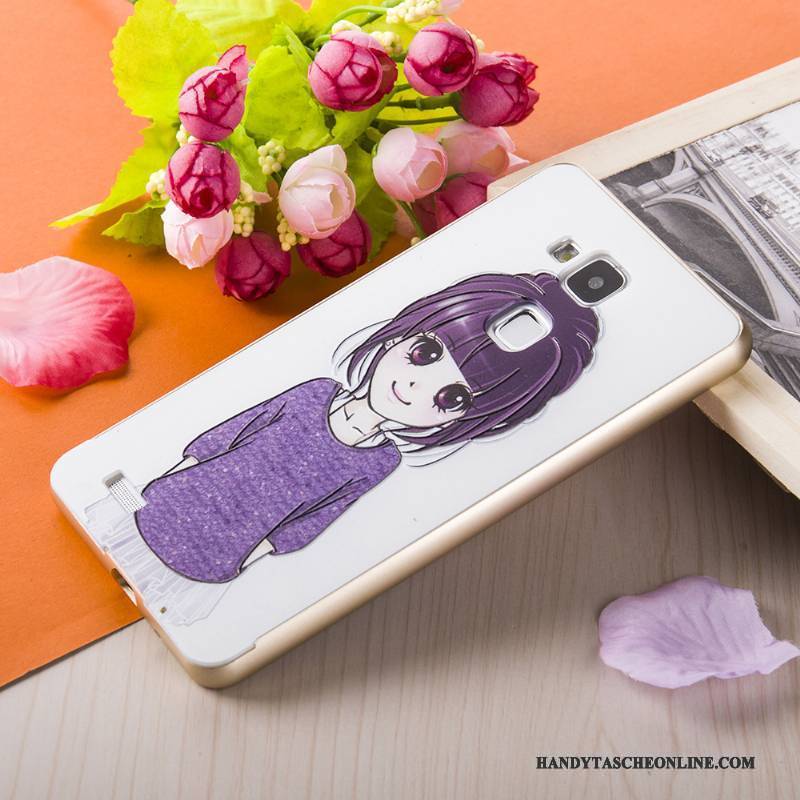 Hülle Huawei Ascend Mate 7 Gemalt Rosa Silber, Case Huawei Ascend Mate 7 Prägung Grenze Gold