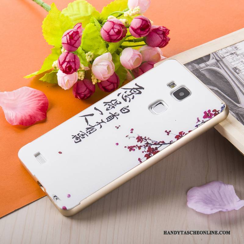 Hülle Huawei Ascend Mate 7 Gemalt Rosa Silber, Case Huawei Ascend Mate 7 Prägung Grenze Gold