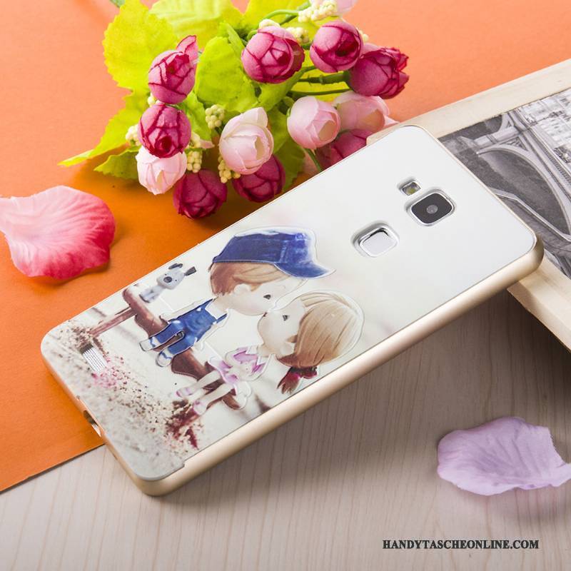 Hülle Huawei Ascend Mate 7 Gemalt Rosa Silber, Case Huawei Ascend Mate 7 Prägung Grenze Gold