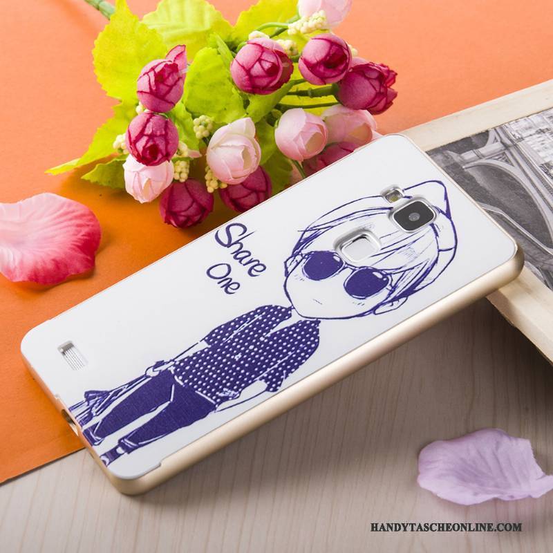 Hülle Huawei Ascend Mate 7 Gemalt Rosa Silber, Case Huawei Ascend Mate 7 Prägung Grenze Gold