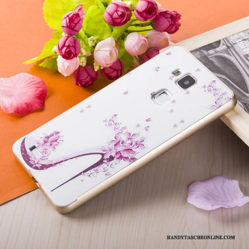 Hülle Huawei Ascend Mate 7 Gemalt Rosa Silber, Case Huawei Ascend Mate 7 Prägung Grenze Gold