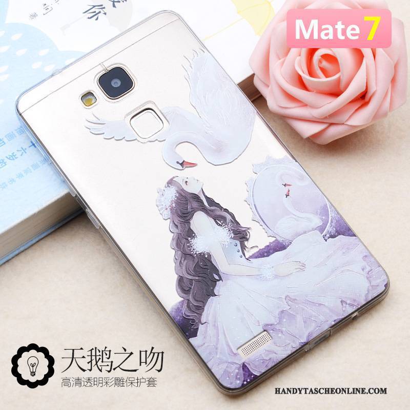 Hülle Huawei Ascend Mate 7 Gemalt Weiß Schlank, Case Huawei Ascend Mate 7 Silikon Handyhüllen Neu