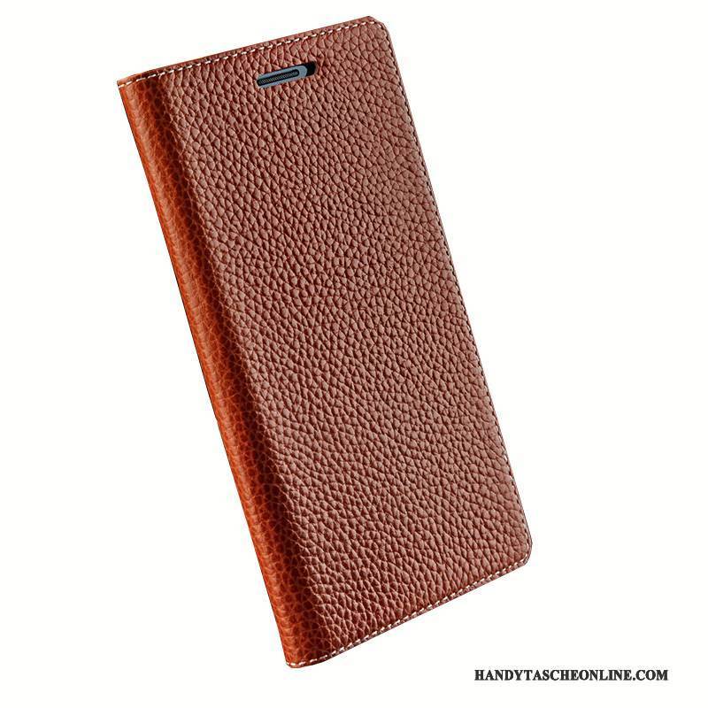 Hülle Huawei Ascend Mate 7 Leder Handyhüllen Schwarz, Case Huawei Ascend Mate 7 Folio Einfach