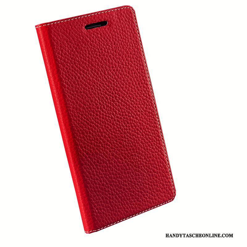 Hülle Huawei Ascend Mate 7 Leder Handyhüllen Schwarz, Case Huawei Ascend Mate 7 Folio Einfach