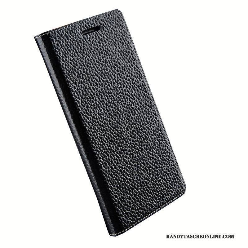 Hülle Huawei Ascend Mate 7 Leder Handyhüllen Schwarz, Case Huawei Ascend Mate 7 Folio Einfach