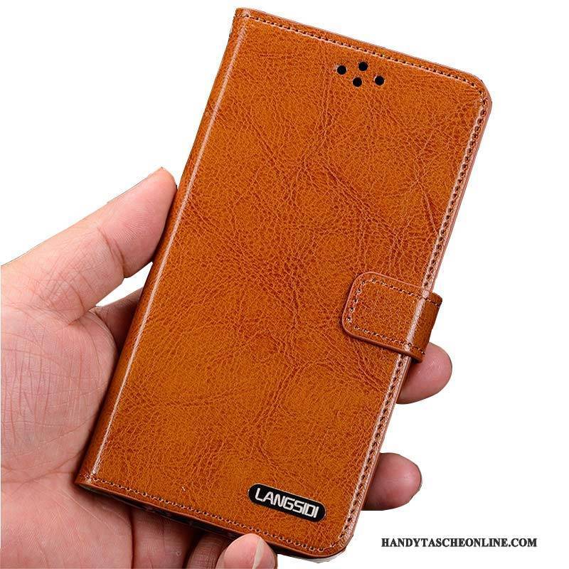 Hülle Huawei Ascend Mate 7 Leder Handyhüllen Schwarz, Case Huawei Ascend Mate 7 Folio Einfach