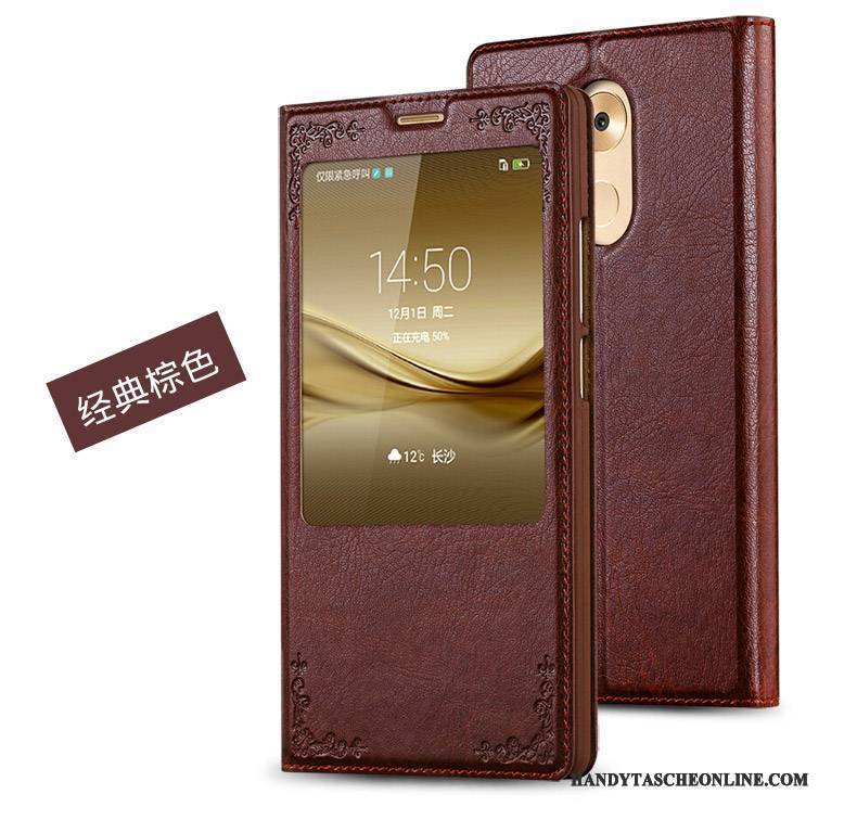 Hülle Huawei Ascend Mate 7 Lederhülle Trend Gold, Case Huawei Ascend Mate 7 Schutz Handyhüllen