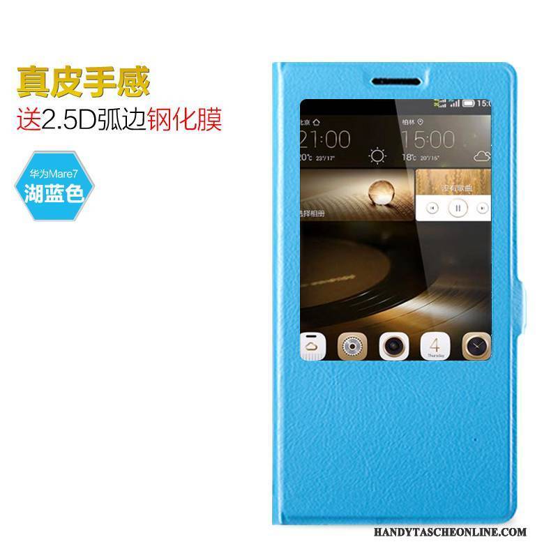 Hülle Huawei Ascend Mate 7 Schutz Blau Anti-sturz, Case Huawei Ascend Mate 7 Lederhülle Handyhüllen