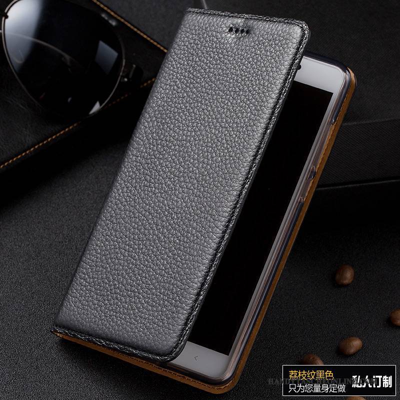 Hülle Huawei Ascend Mate 7 Schutz Schwarz Handyhüllen, Case Huawei Ascend Mate 7 Leder Litchi