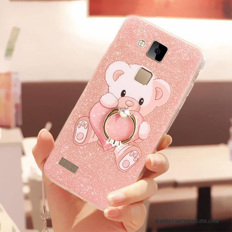 Hülle Huawei Ascend Mate 7 Silikon Rosa Nette, Case Huawei Ascend Mate 7 Hängende Verzierungen Pulver