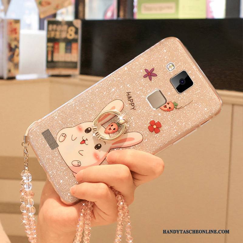 Hülle Huawei Ascend Mate 7 Silikon Rosa Nette, Case Huawei Ascend Mate 7 Hängende Verzierungen Pulver