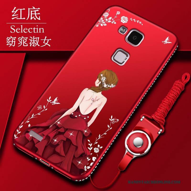 Hülle Huawei Ascend Mate 7 Silikon Rot Nubuck, Case Huawei Ascend Mate 7 Schutz Anti-sturz Handyhüllen