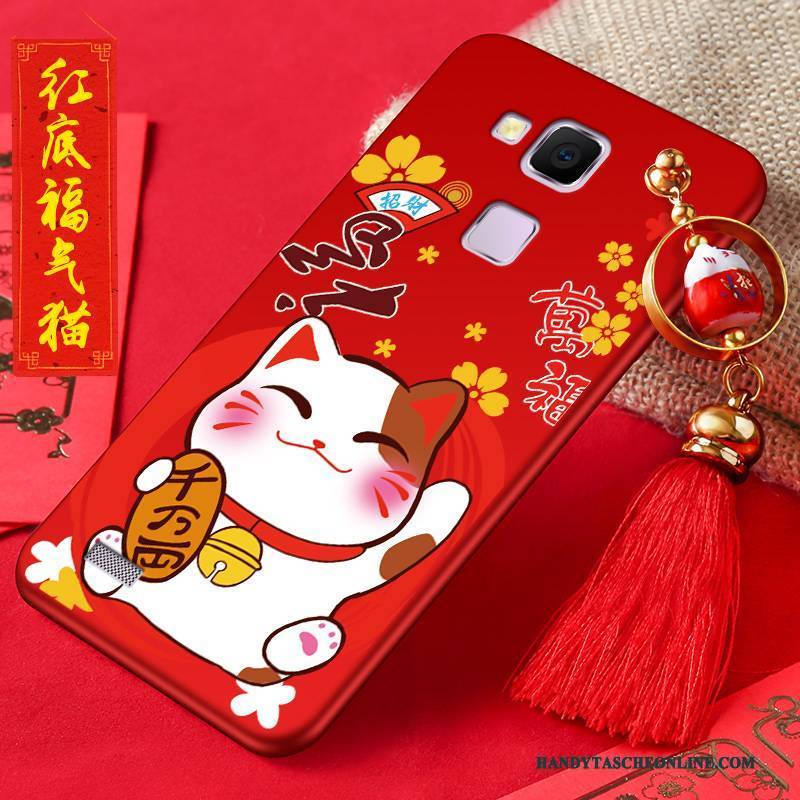 Hülle Huawei Ascend Mate 7 Silikon Rot Reichtum, Case Huawei Ascend Mate 7 Schutz Neu Katzen