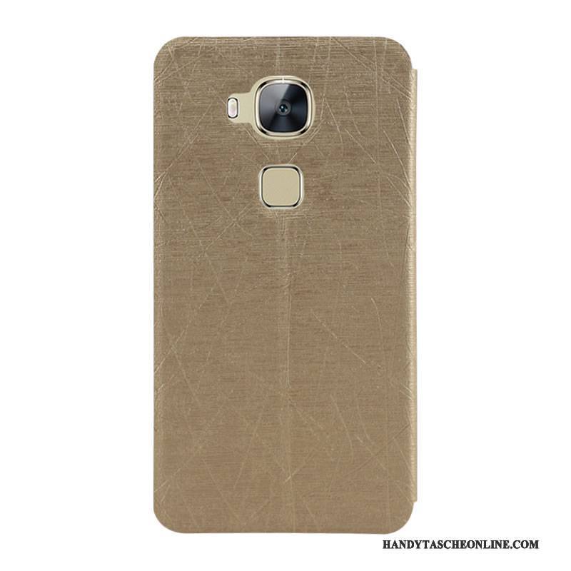 Hülle Huawei G7 Plus Lederhülle Handyhüllen Gold, Case Huawei G7 Plus Folio Farbe Anti-sturz