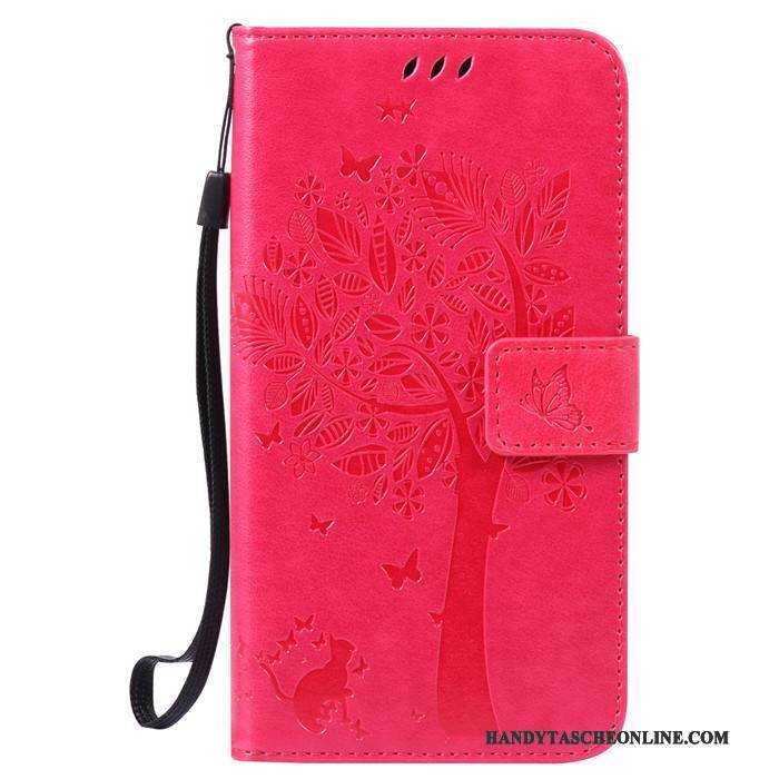 Hülle Huawei G7 Plus Lederhülle Handyhüllen Rot, Case Huawei G7 Plus Folio Anti-sturz