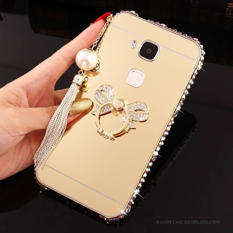 Hülle Huawei G7 Plus Metall Gold Grenze, Case Huawei G7 Plus Schutz Handyhüllen