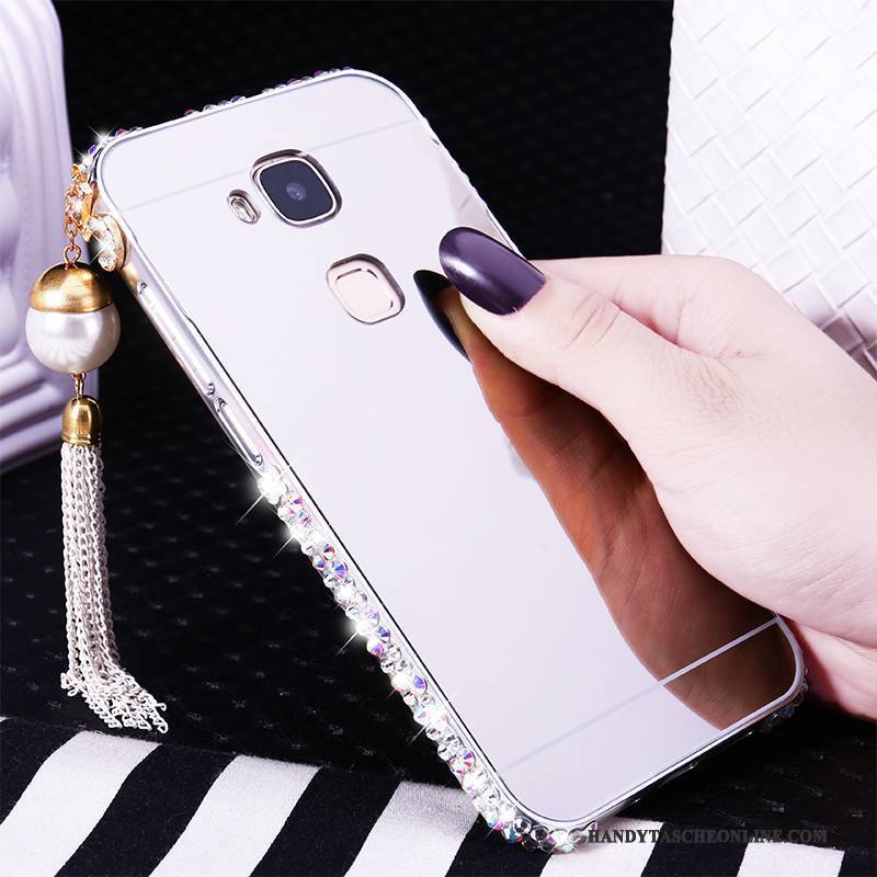 Hülle Huawei G7 Plus Metall Grenze Handyhüllen, Case Huawei G7 Plus Strass Schwer Silber