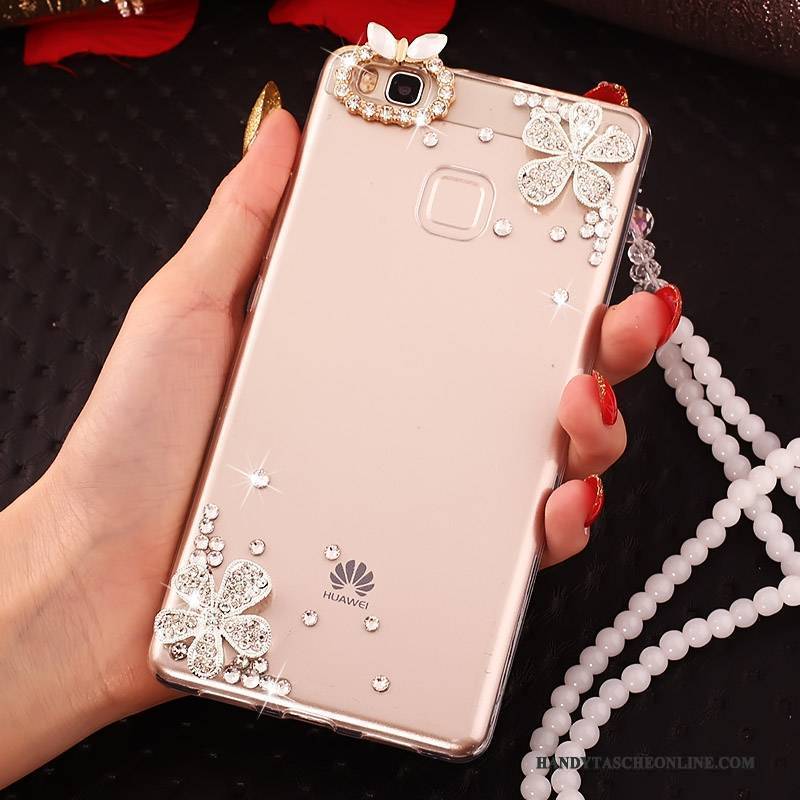 Hülle Huawei G9 Lite Strass Handyhüllen Gold, Case Huawei G9 Lite Weiche Anti-sturz Jugend