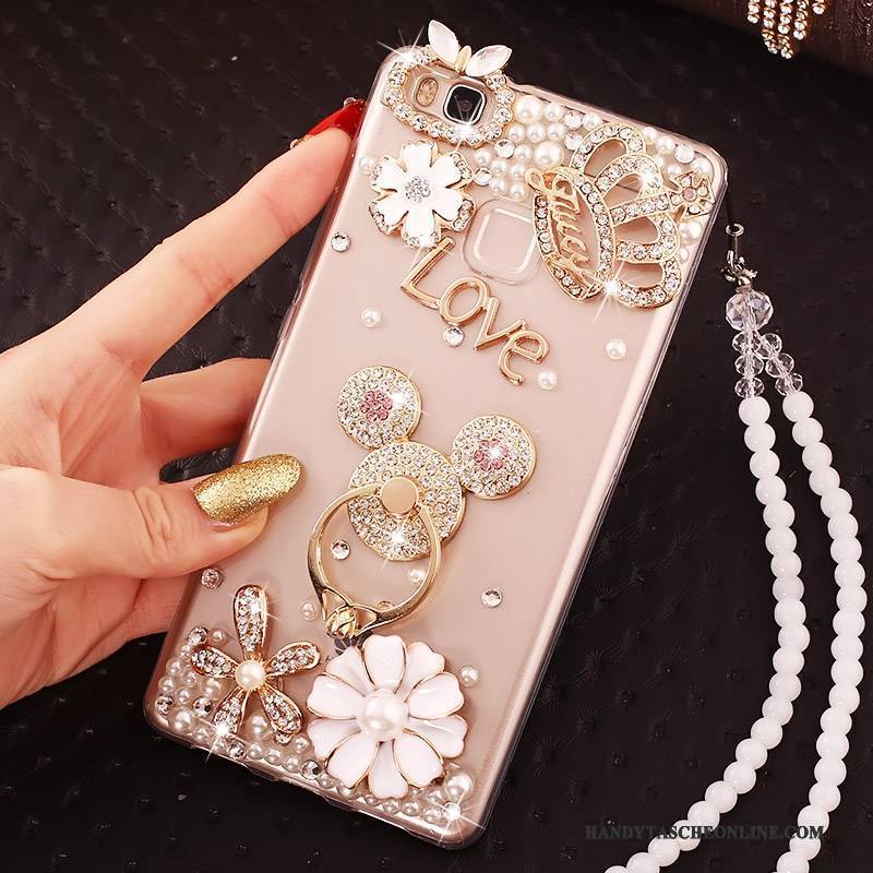 Hülle Huawei G9 Lite Strass Handyhüllen Gold, Case Huawei G9 Lite Weiche Anti-sturz Jugend