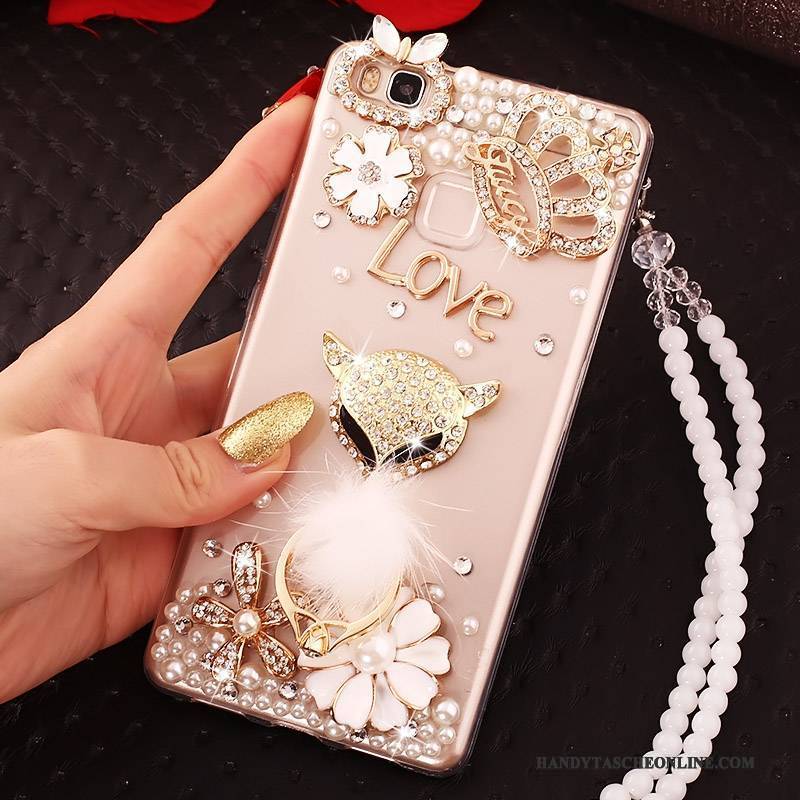 Hülle Huawei G9 Lite Strass Handyhüllen Gold, Case Huawei G9 Lite Weiche Anti-sturz Jugend