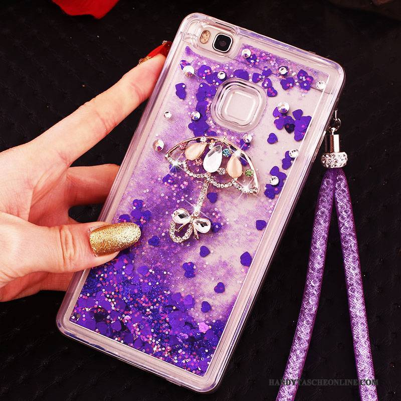 Hülle Huawei G9 Lite Strass Handyhüllen Hängender Hals, Case Huawei G9 Lite Schutz Jugend Rosa