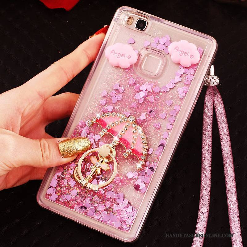 Hülle Huawei G9 Lite Strass Handyhüllen Hängender Hals, Case Huawei G9 Lite Schutz Jugend Rosa