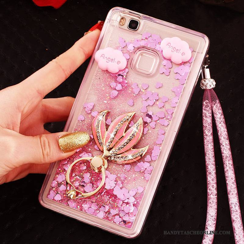 Hülle Huawei G9 Lite Strass Handyhüllen Hängender Hals, Case Huawei G9 Lite Schutz Jugend Rosa