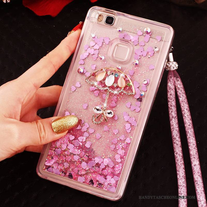 Hülle Huawei G9 Lite Strass Handyhüllen Hängender Hals, Case Huawei G9 Lite Schutz Jugend Rosa