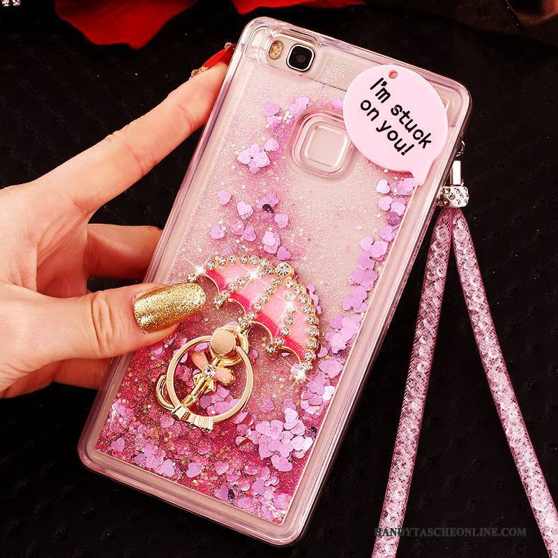 Hülle Huawei G9 Lite Strass Handyhüllen Hängender Hals, Case Huawei G9 Lite Schutz Jugend Rosa