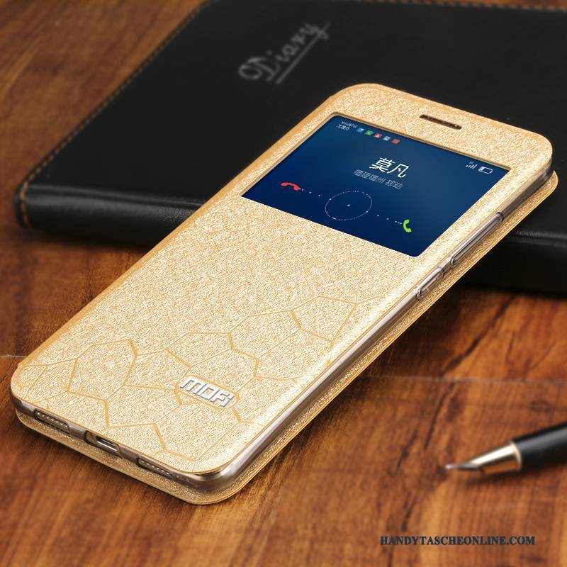 Hülle Huawei G9 Plus Lederhülle Anti-sturz Gold, Case Huawei G9 Plus Folio Handyhüllen