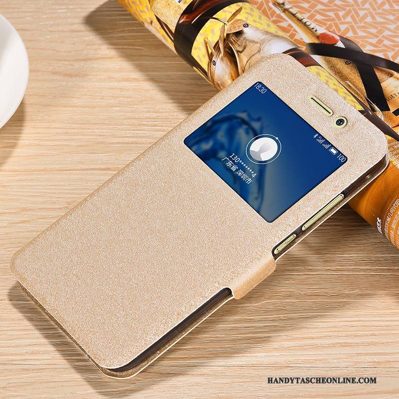 Hülle Huawei G9 Plus Lederhülle Schnalle Gold, Case Huawei G9 Plus Folio Einfach