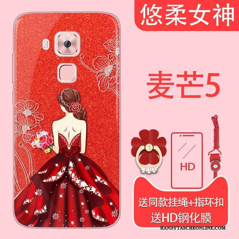 Hülle Huawei G9 Plus Weiche Handyhüllen Anti-sturz, Case Huawei G9 Plus Taschen Rot Trend