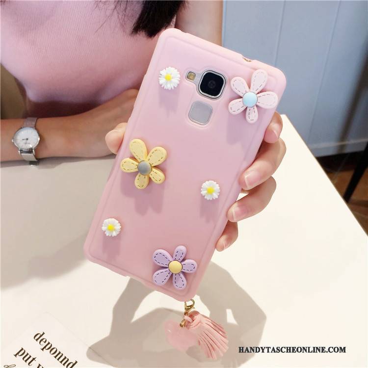 Hülle Huawei G9 Plus Weiche Rosa Blumen, Case Huawei G9 Plus Silikon Anti-sturz Trend