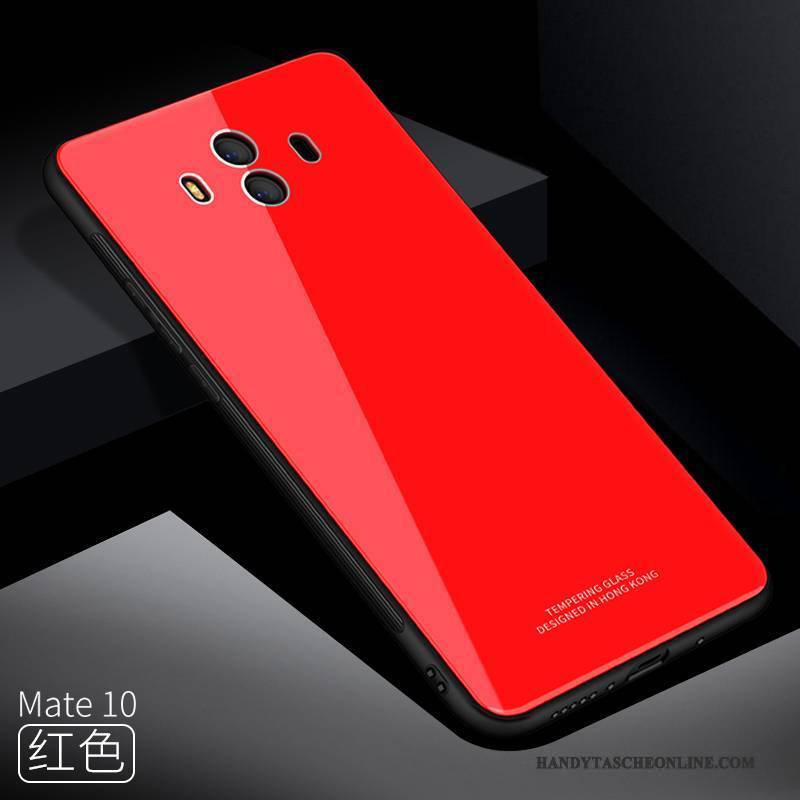 Hülle Huawei Mate 10 Gemalt Anti-sturz Glas, Case Huawei Mate 10 Taschen Handyhüllen Rot