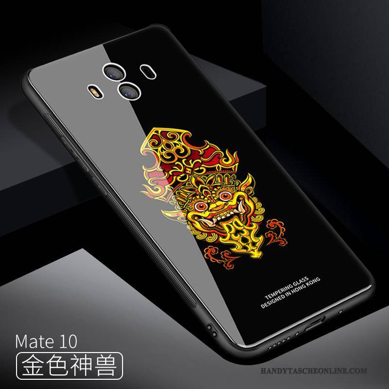 Hülle Huawei Mate 10 Gemalt Anti-sturz Glas, Case Huawei Mate 10 Taschen Handyhüllen Rot