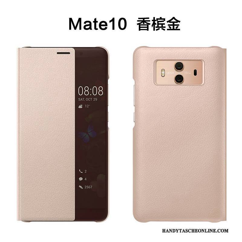 Hülle Huawei Mate 10 Lederhülle Gold Anti-sturz, Case Huawei Mate 10 Folio Handyhüllen