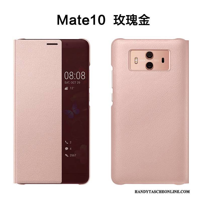 Hülle Huawei Mate 10 Lederhülle Gold Anti-sturz, Case Huawei Mate 10 Folio Handyhüllen