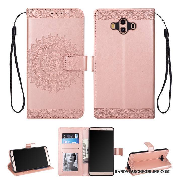 Hülle Huawei Mate 10 Lederhülle Karte Handyhüllen, Case Huawei Mate 10 Schutz Rosa